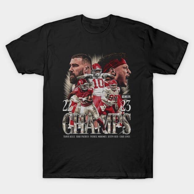 Isiah Pacheco Travis Kelce & Patrick Mahomes Champs Vintage T-Shirt by ganisfarhan